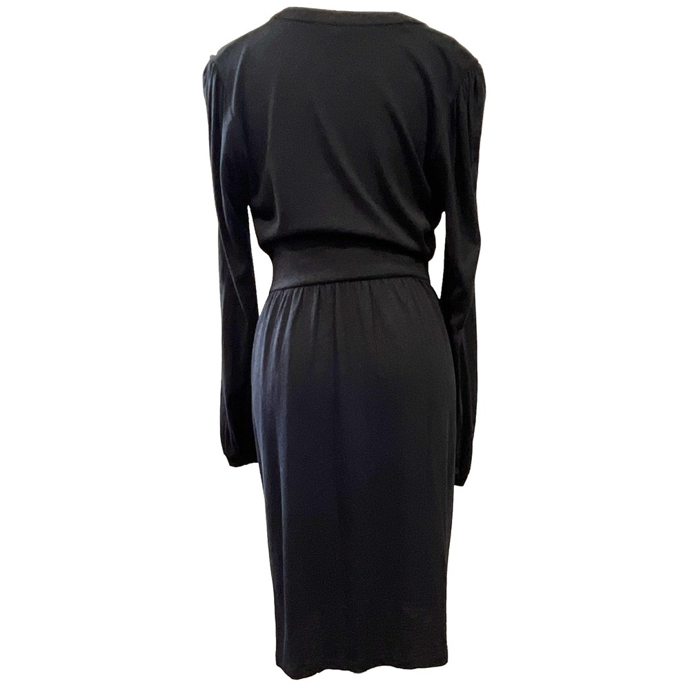 Boden Black V-Neck Empire Waist Jersey Dress Long Sleeve Cotton Modal US 8R - Picture 8 of 9